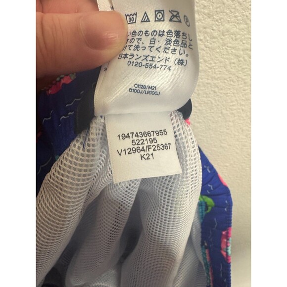 Lands' End Boys XL Swim Trunks Deep Sea Multi Sharks Navy Blue 14-16H Drawstring - Picture 8 of 11